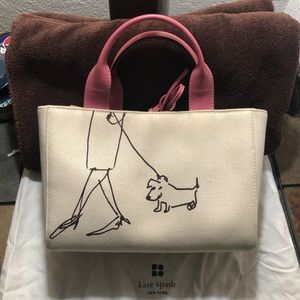 Kate Spade Maria Kalman Girl Walking Dog Limited Edition Tote